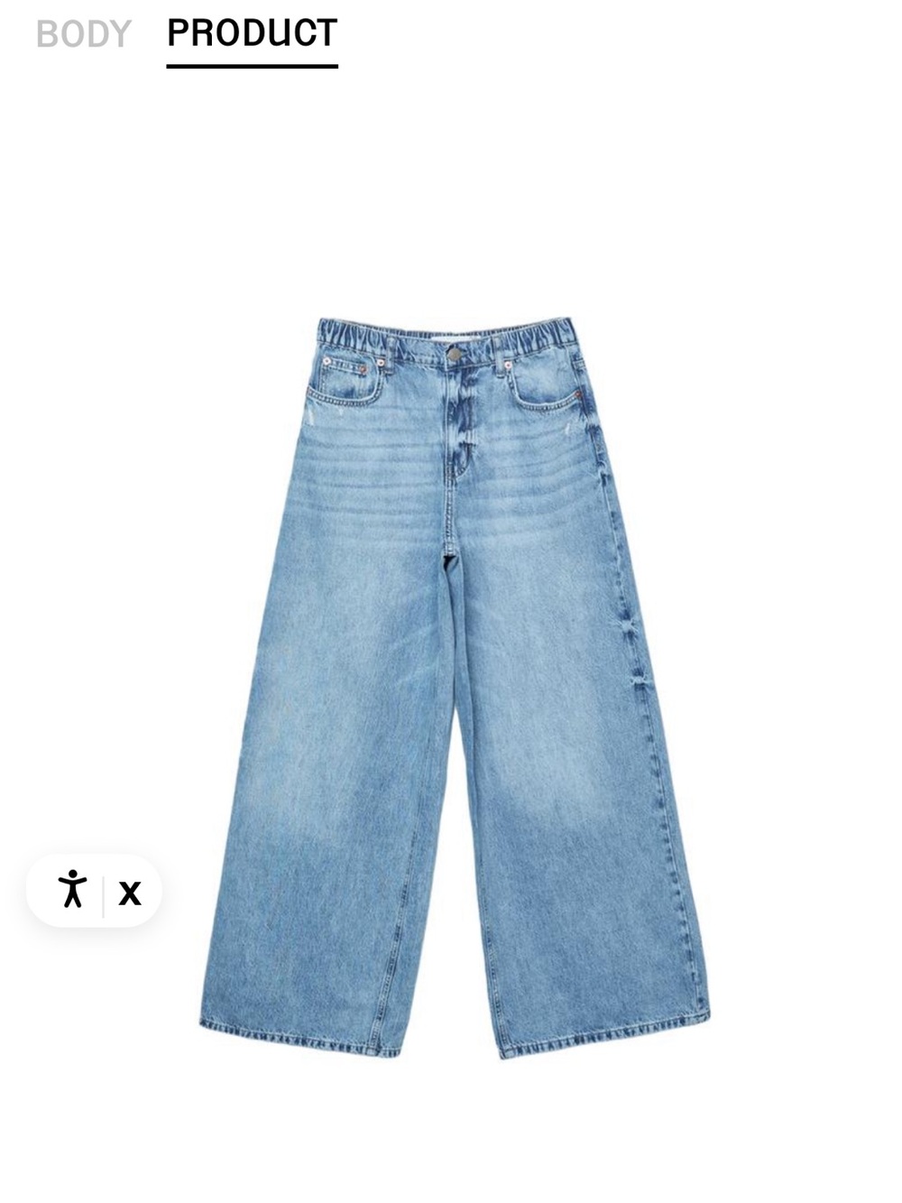 stradivarius Light Blue Wide-Leg Denim Jeans